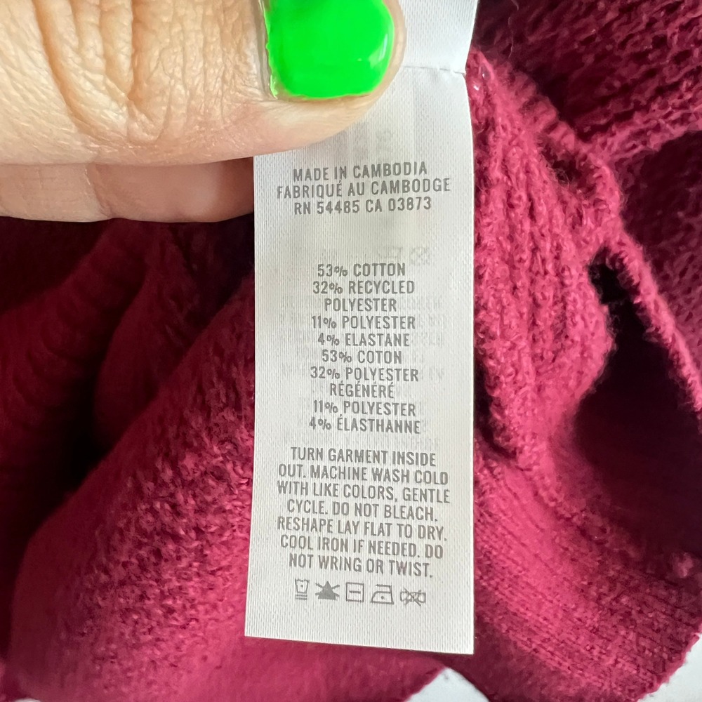 Aerie CozyUp Waffle Button Sweater Oversized Cozy Burgundy Size‎ XXS - Picture 5 of 9
